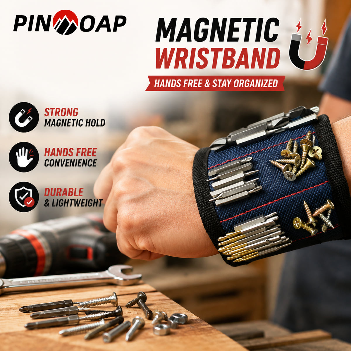 Tech Accessories Holder - PINMOAP سوار مغناطيسي للأدوات من PINMOAP
